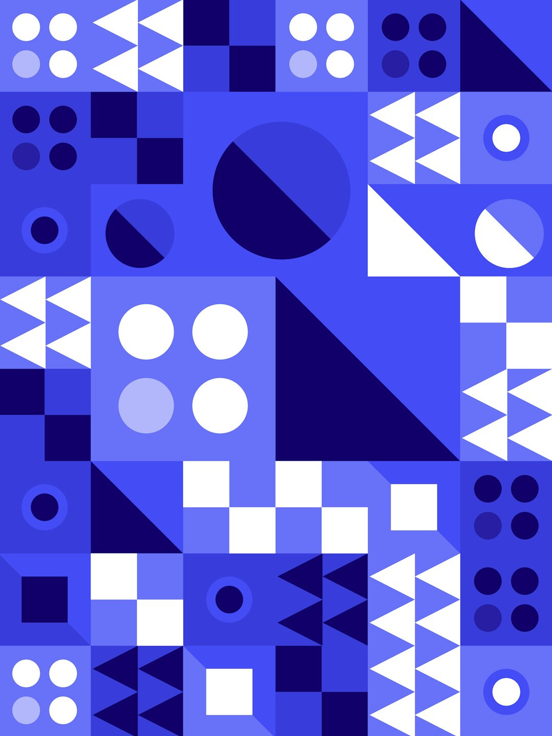 Abstract geometric pattern of blue circles and lines